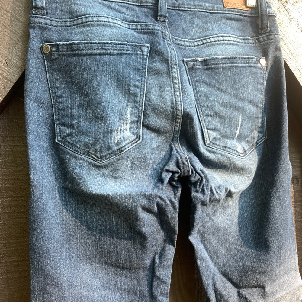Judy Blue Jeans Women's 3/26 Blue Wash Stretch Skinny Distressed Mid Rise - Picture 6 of 15